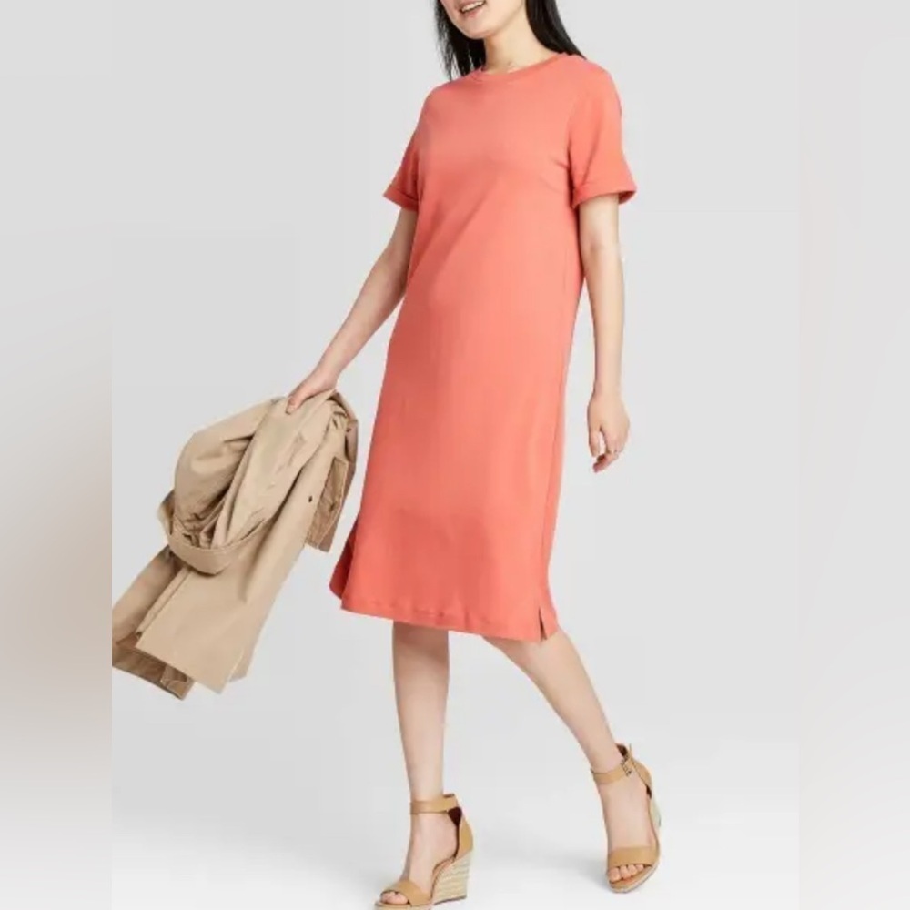 A new day Target Coral Midi Dress Sz Medium NWT